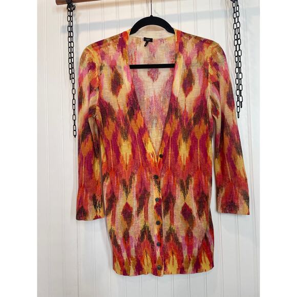 Ann Taylor Ikat V-Neck Top & Blue Floral Button Cardigan Bundle Size S - Picture 7 of 11